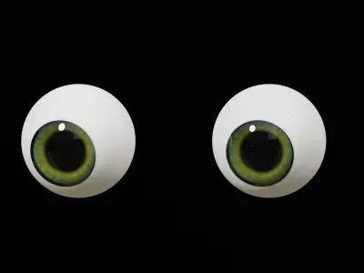 Cartoon Green Eyes Low-poly 3D model