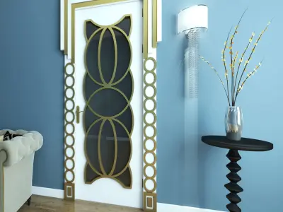 DOOR- MODERN-HANDLE-WALL -LIGHT-SOFA-TABLE 3D model