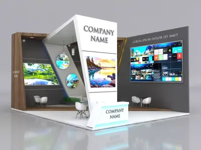 Booth Exhibition Stand Stall 8x7m Height 500 cm 2 Side Open 3D model