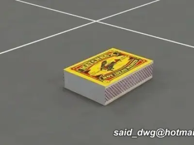 Matchbox box of matches with fire in it Free 3D model