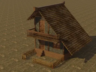 Medieval house 16 Low-poly 3D model