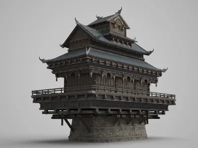Ancient Chinese architecture Low-poly 3D model