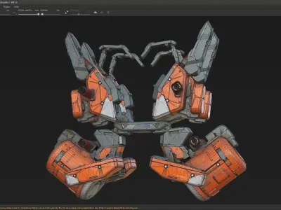scifi-model540 orange robot 3D model
