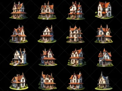 72 Fantasy House Home 2D Game Asset Texture