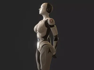 Cyborg Woman Low-poly 3D model
