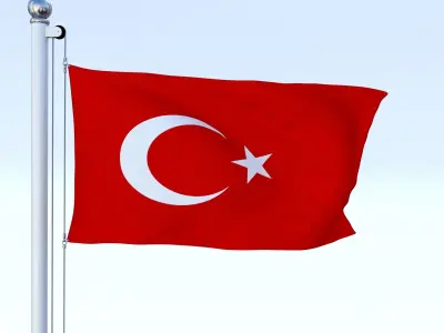 Animated Turkey Flag Low-poly 3D model