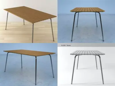 S 1040 four different wooden tables 3D model