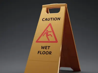 Caution Wet Floor Board Sign 3D model