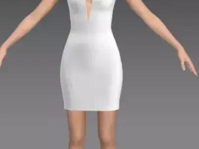 Dress white color   Low-poly 3D model