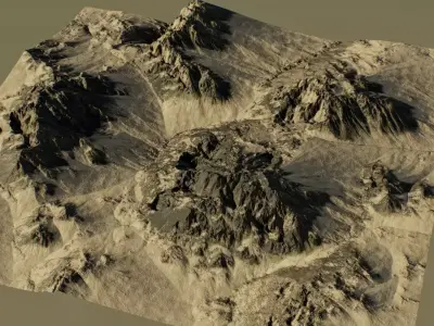 RealisticMountain Slippage 3D Terrain Environment PBR Low-poly 3D model