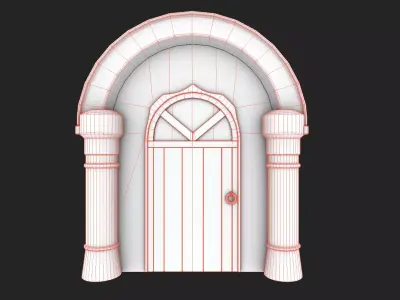 Stylized Medieval Door Game-Ready Low Poly PBR Low-poly 3D model