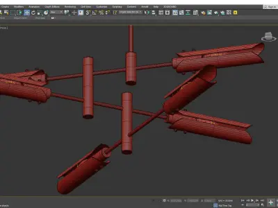 Black Glass Chandelier Low-poly 3D model