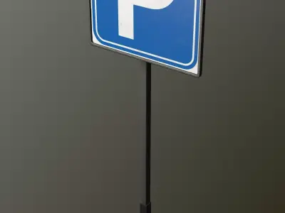 Low poly parking signpost Low-poly 3D model