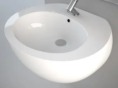 Wall hung Egg Pod wash-basin 3D model