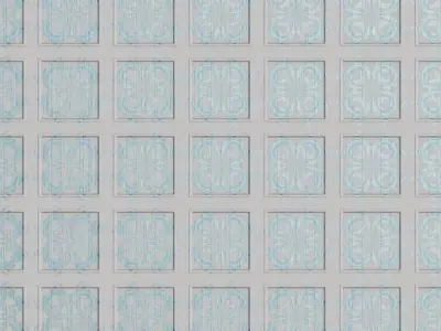 Ornate Floral White Wood Panel PBR Seamless Texture