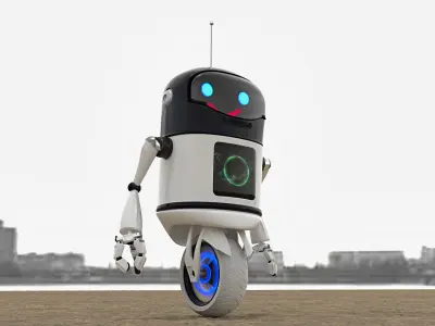 One wheel Robot Rigged  3D model
