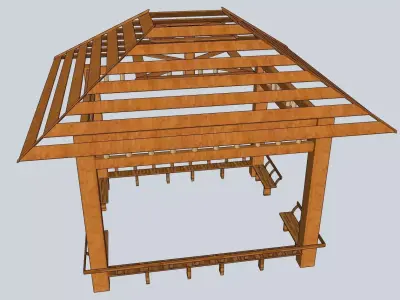 wooden pavilon 3d sketchup model 3D model