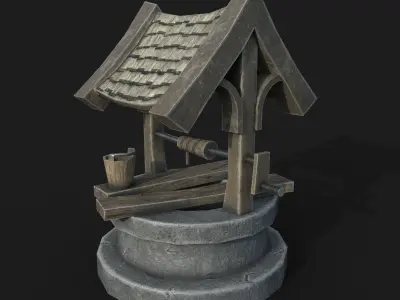 Old low poly draw-well Low-poly 3D model