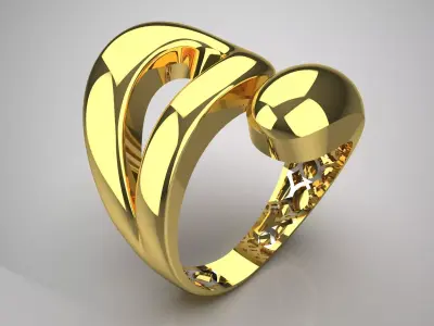 Yellow gold ring modern design model gr0067 3D print model