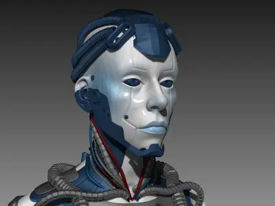 high poly female Cyborg  robot 3D model