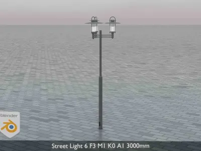 Street Light 6 F3 M1 K0 A1 3000mm  Low-poly 3D model