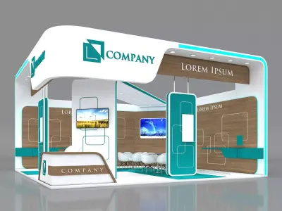 Exhibition Booth Stand Stall 8x8m Height 450 cm 2 Side Open 3D model