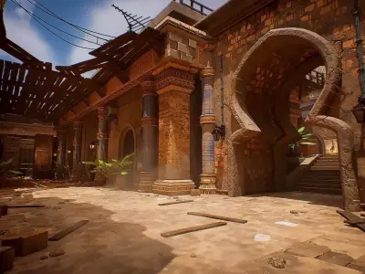 Modular Desert Town - Desert City - Desert Village Low-poly 3D model