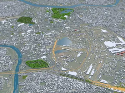 Jamshedpur Jharkhand India 30km AI Low-poly 3D model