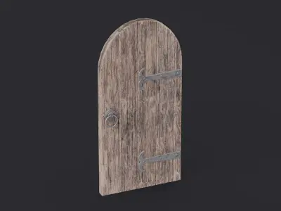 Medieval Door Arched 01 LowPoly Plus HP Mesh Low-poly 3D model