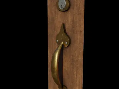 Door Handle 3 - Brass and Steel Materials 3D model