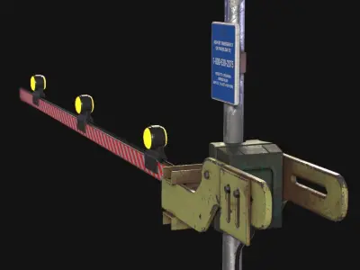 Railroad Crossing - Game Asset Low-poly 3D model