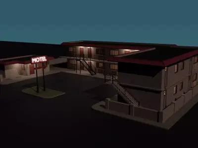 Old Motel - Hotel 3D Modular kit Low-poly 3D model