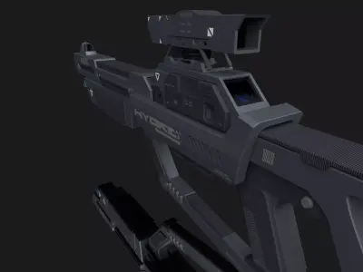 HYBRID Tactical Sci-Fi Rifle  Low-poly 3D model