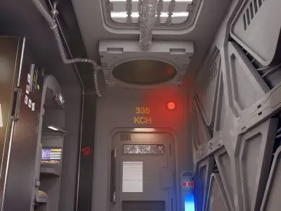 sci-fi shuttle rooms with textures 3D Model Pack