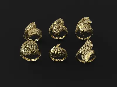  6 beautiful ring light weight   jewellery jwelry ready to print 3D print model