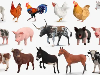  Farm Animals Big Rigged Collection 5 