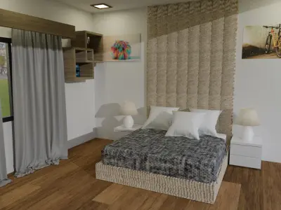 Bed room Low-poly 3D model