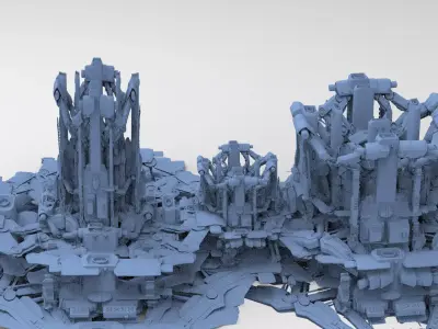 Advanced Ancient Civilization Ship architecture 6 designs 3D model