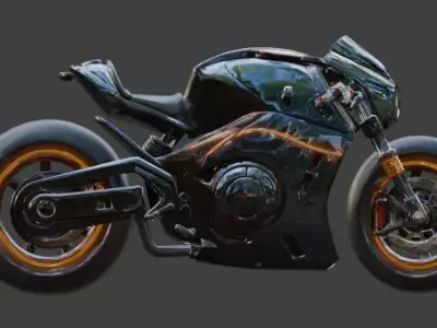 Futuristic Cyber Motorcycle 3D Model Low-poly 3D model