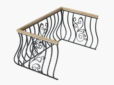metal forged balcony railing 3D model