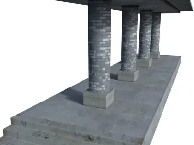 Station concrete bench Low-poly 3D model