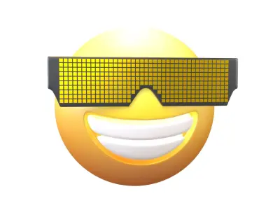Beaming Face With Future Technology Glasses v2 005 Low-poly 3D model