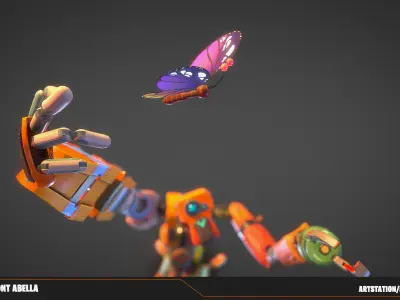 Stylized Sci Fi Factory Robot  5 Assets  One Procedural Texture Low-poly 3D model