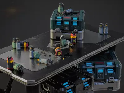 Game ready Sci-fi grenades set  Low-poly 3D model