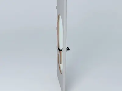 Wording 9 3D door very detail with glass lock and hinger Free 3D model