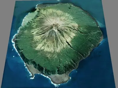 Tristan da Cunha terrain 3d model Low-poly 3D model
