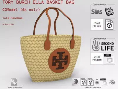 Tory Burch Ella Basket Tote Bag Low-poly 3D model