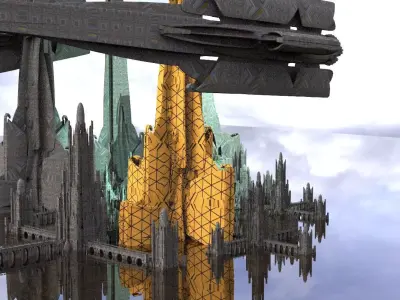 High councilors Ships Sci fi Towers Kitbash 3D model