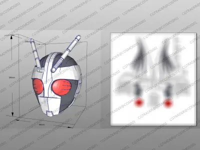Kamen Rider RX Robo Rider Helmet paper papekura Low-poly 3D model