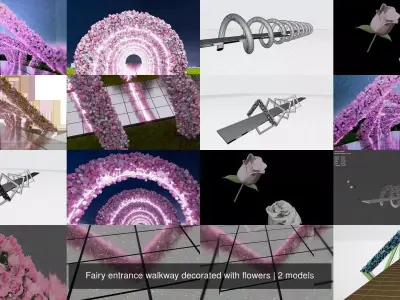 Fairy entrance walkway decorated with flowers 3D Model Pack
